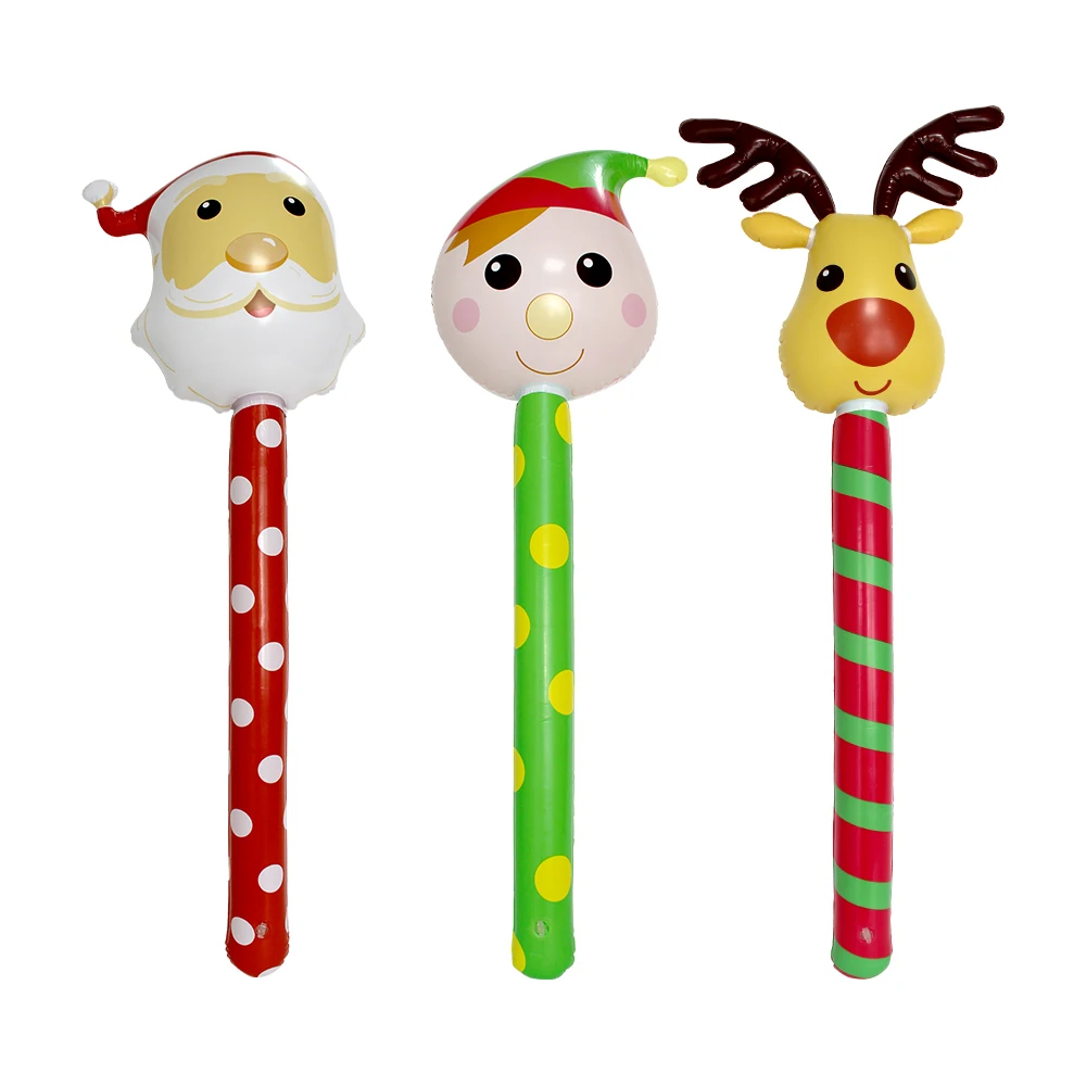 3 قطعة عيد الميلاد نفخ العصي البلاستيكية اللعب في الهواء الطلق زينة عيد الميلاد للعام الجديد عيد الميلاد اللعب عطلة