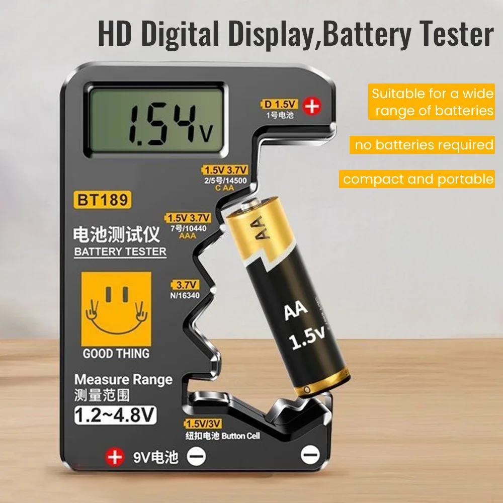 Ultra-small Battery Tester 9V AA AAA Button Cell Universal Household LCD Digital Display Battery Tester Power Bank Detector Tool