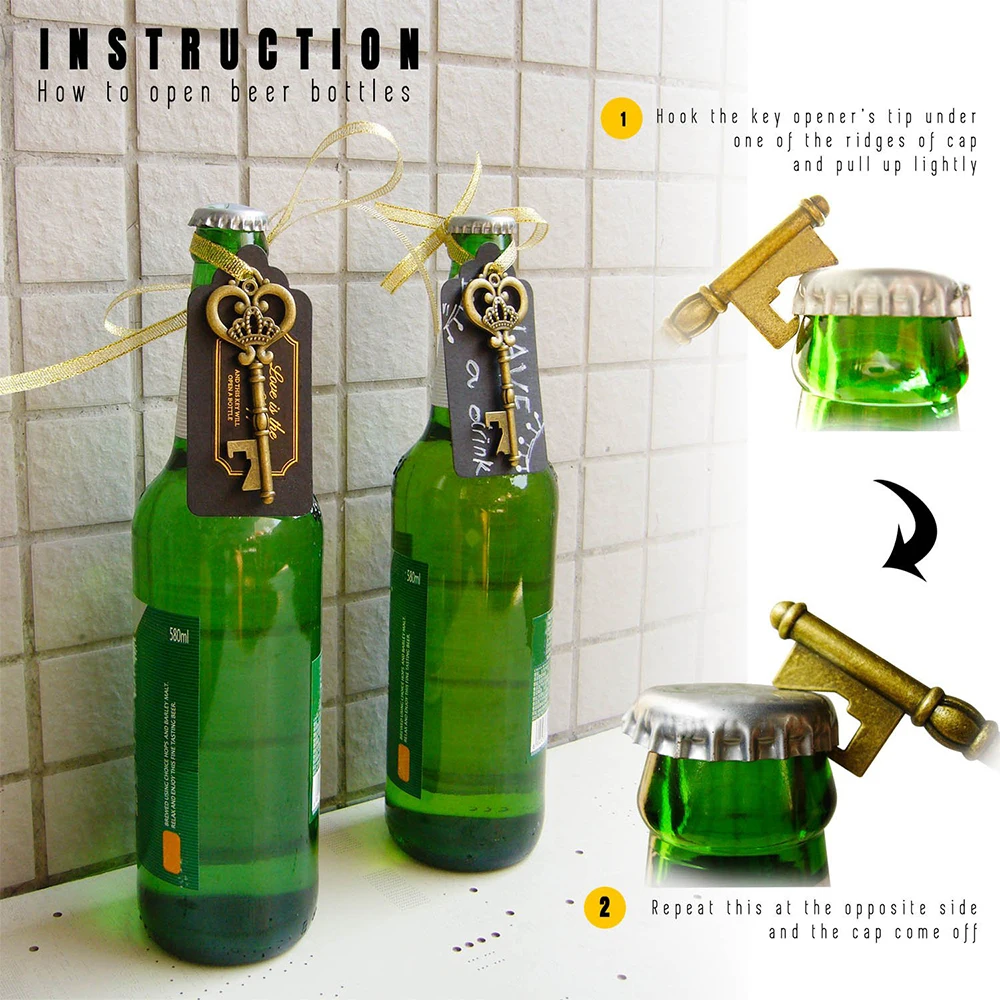 Key Bottle Openers Vintage Skeleton Key Bottle Opener Wedding Favors Key Bottle Opener Rustic Decoration Kitchen Accessories