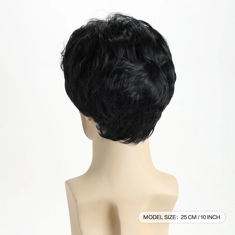 10 بوصة شعر مستعار مجعد الاصطناعية قصيرة شعر مستعار أسود للرجال مناسبة للاستخدام اليومي الكرة عيد الميلاد الزفاف عيد الهالوين مهرجان الموسيقى