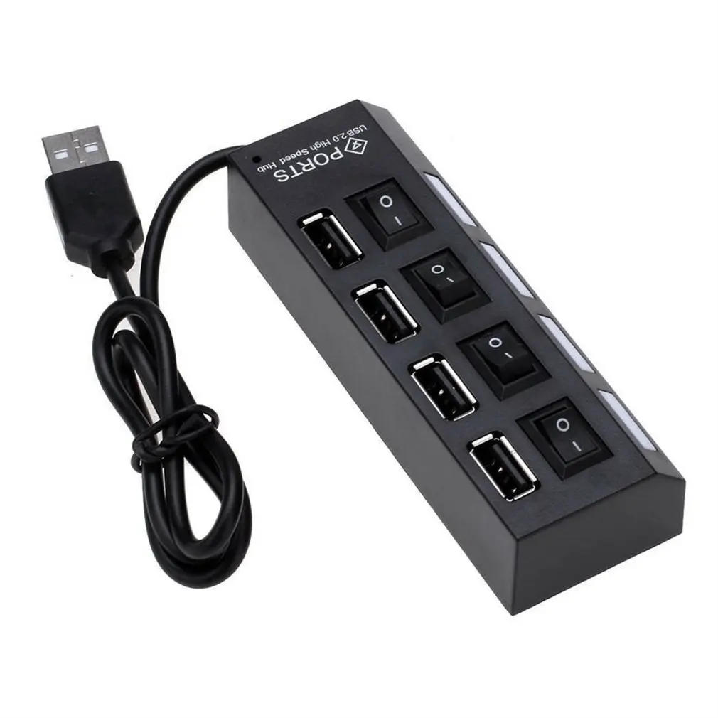 

Universal 4 Port USB Hub USB 2.0 Charger High Speed Mini Hub Socket Splitter Cable Adapter With Switch For Laptop Dropshipping
