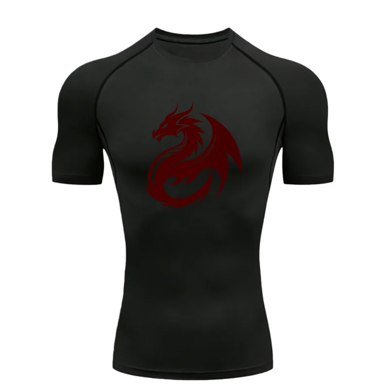 Dragon Design Men's Sports T-shirt Training Fitness Compression Workout T-Shirt Rashgard Tops Quick Dry Short Sleeve T-Shirt