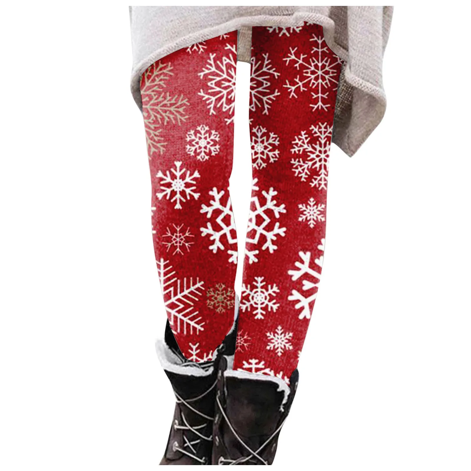 

Winter Womens Pants Christmas Printed Elastic Soft Cotton Leggings Casual Home Pajamas Sweatpants Fleece Comfortable Homewear