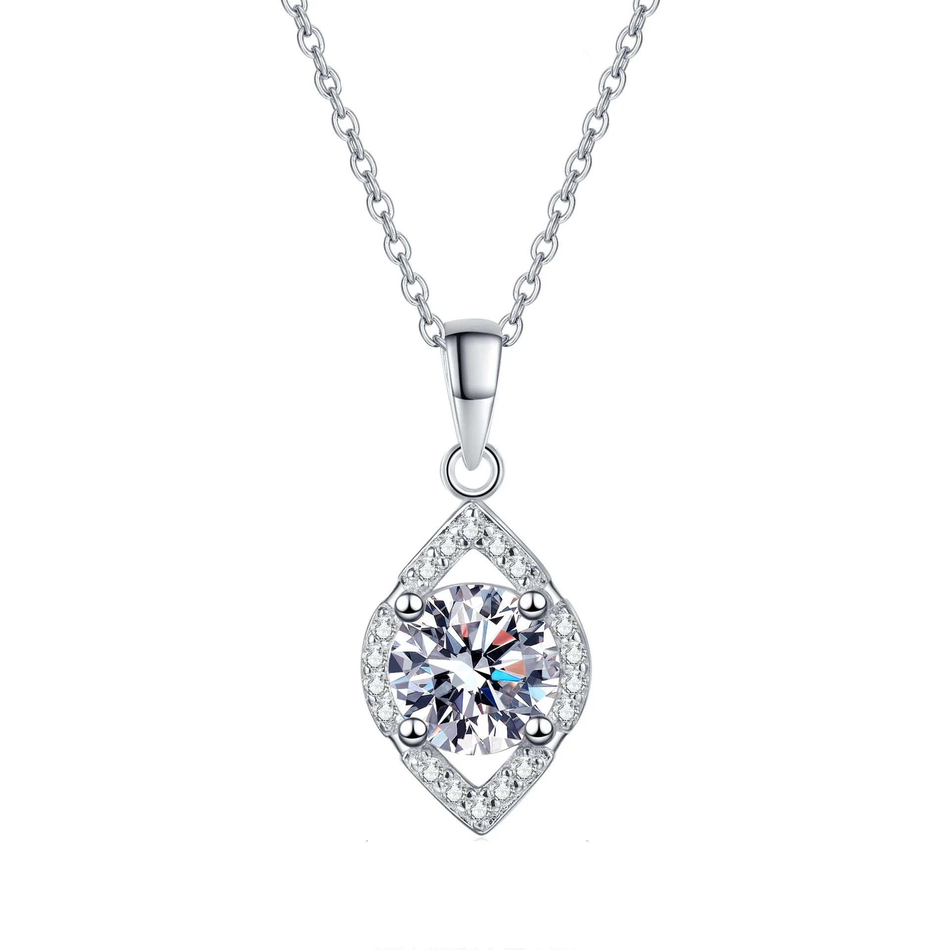 

S925 pure silver moissanite necklace for women, water drop hollow pendant, daily versatile fashion trend gift