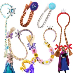 Disney Frozen Princess Elsa Anna Braid para niñas pequeñas, diadema para fiesta de cumpleaños, accesorios de Cosplay de Rapunzel enredados