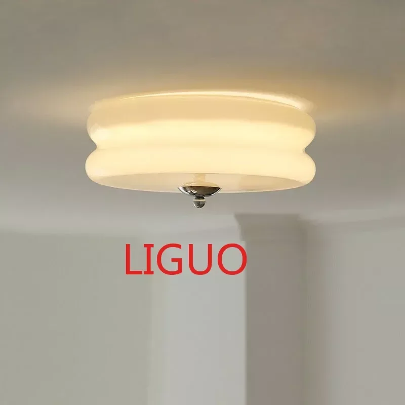 

Mid-Ancient French Style Nordic Simple Cream Ceiling Lamp Bedroom Aisle Master Bedroom Hallway Atmosphere Glass Lamp Lamps