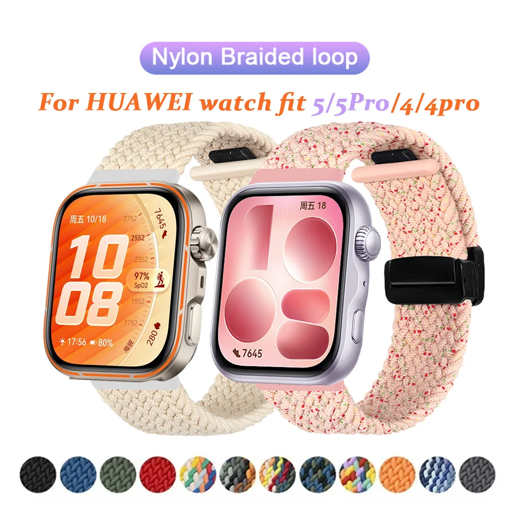 Magnetisches Band für HUAWEI Watch Fit 5 Pro/5, Nylon-Armband, geflochtener Ersatzgürtel, Armband für HUAWEI Fit 4/4Pro/3