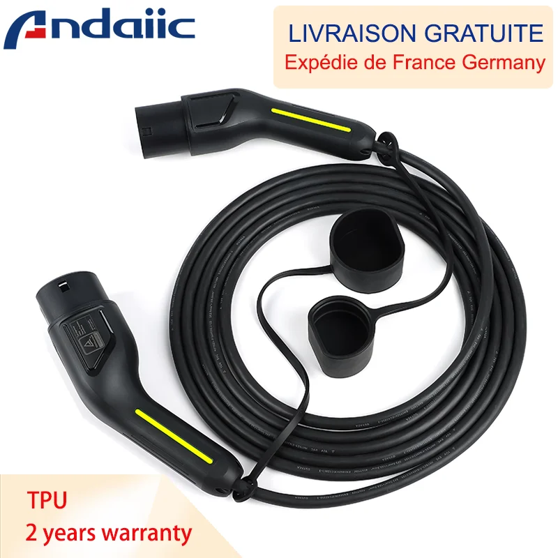 EV Oplaadkabel Type 2 16A 32A 3.6KW 22KW 3 Fase Elektrische Voertuig Koord voor Station EVSE Vrouw naar Man Plug - afbeelding 1
