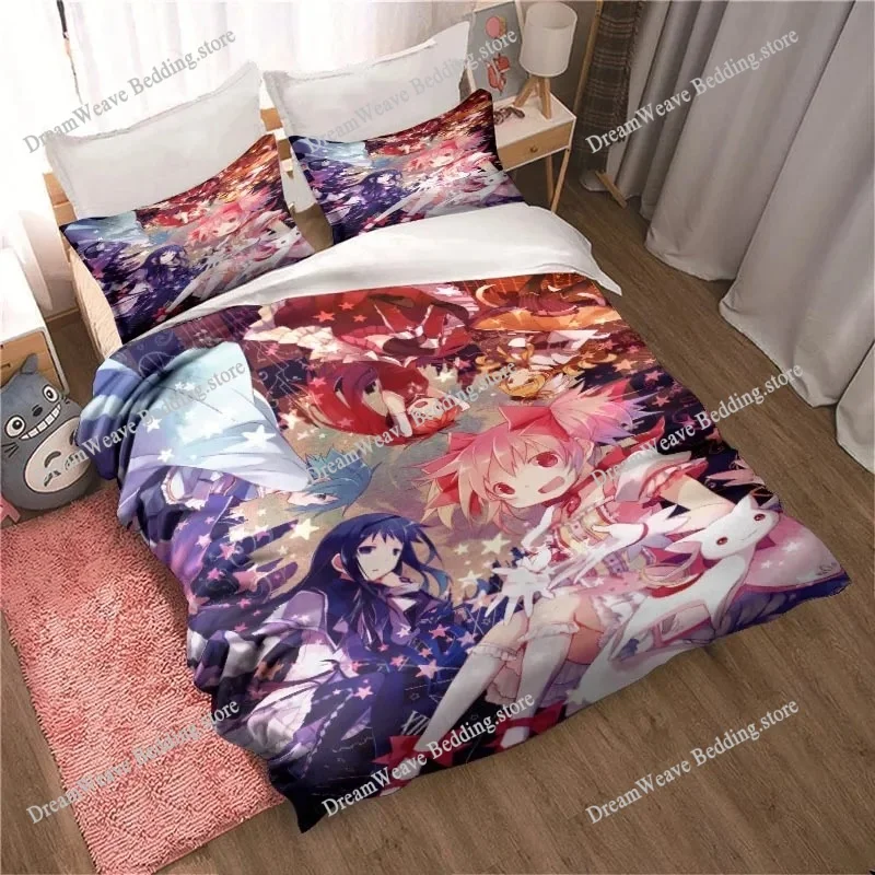 

Cartoon Puella Magi Madoka Magica Bedding Set Sheet Set King Twin Double Child Bedding Set Mircofiber Polyester Duvet Cover Set