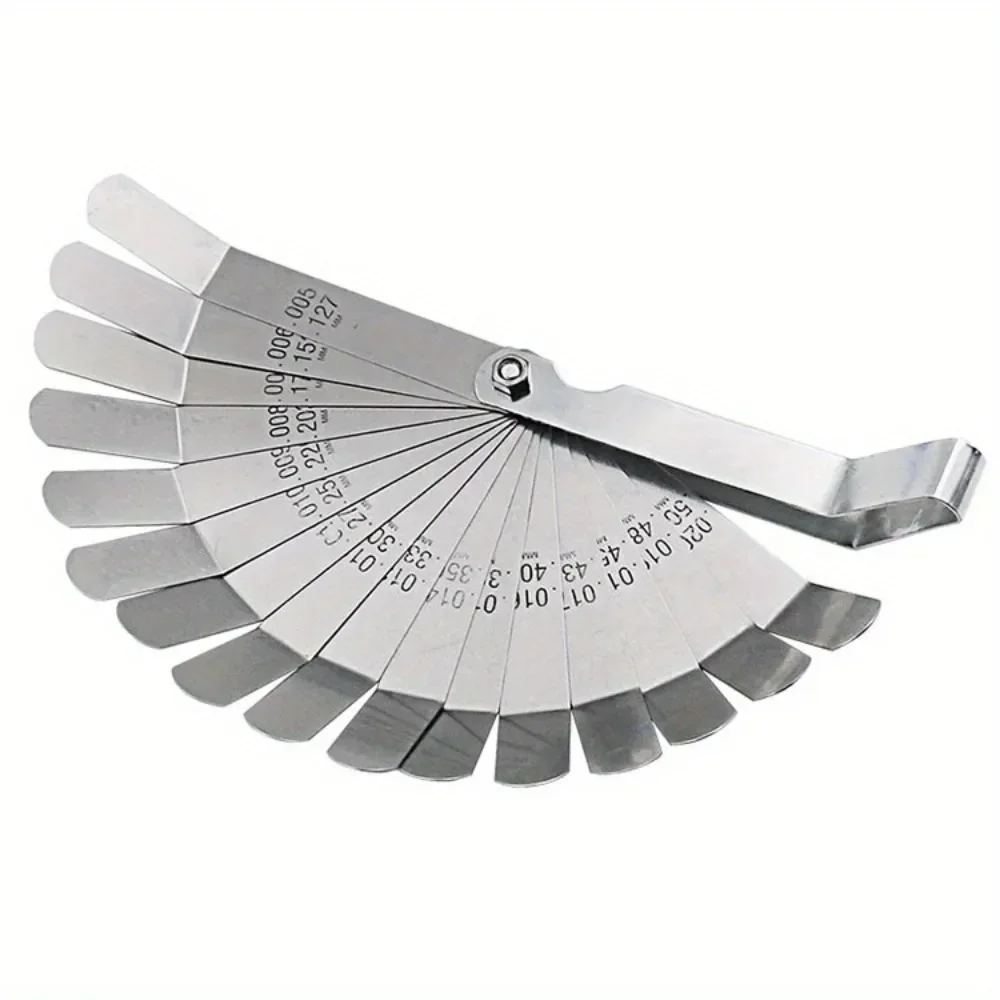 1 Set 16 Blades Feeler Gauge Metric 0.127-0.508mm Gap Filler Gauge Measurement Tool for Engine Valve Adjustment