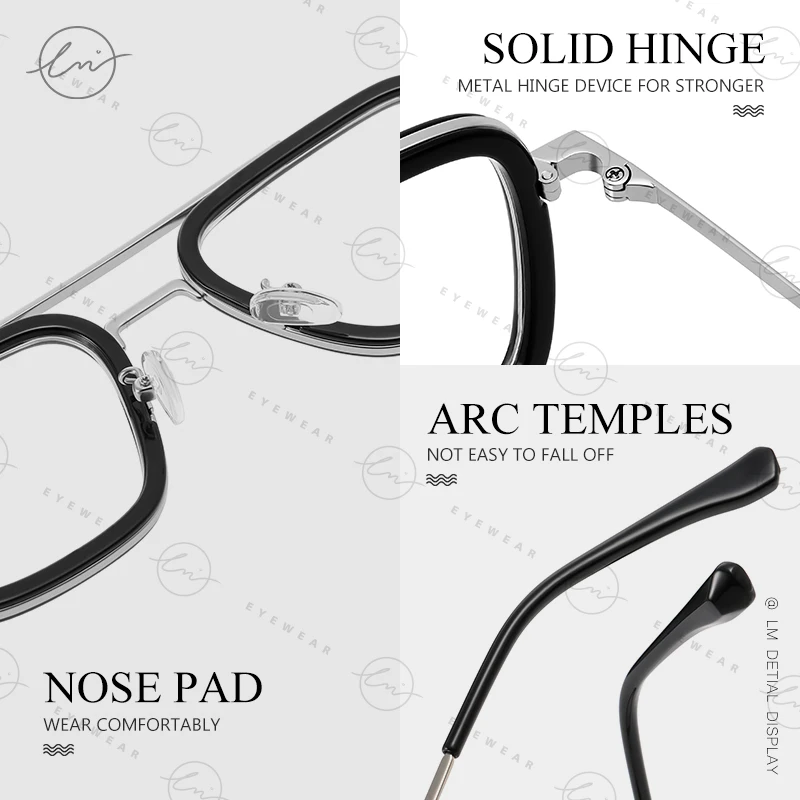 LM ترقية 3 في 1 مشبك مغناطيسي على النظارات عدسات قابلة للطي ظلال كلاسيكية UV400 الاستقطاب النظارات الشمسية الرجال نظارات الكمبيوتر البصرية #5