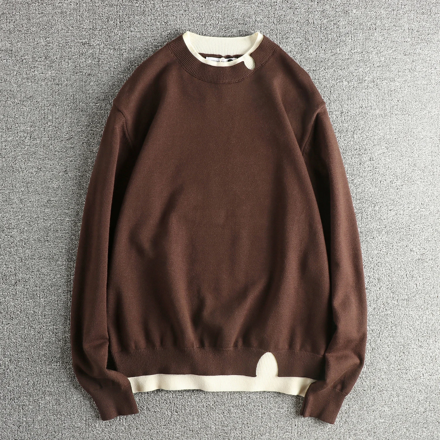 

Осень 2024, новый американский ретро многослойный свитер с круглым вырезом и длинными рукавами, мужской пуловер, свободный модный дизайн, повседневный трикотаж