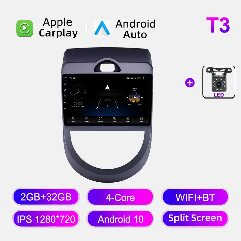 4G Wifi Android Autoradio Voor Kia Soul 2008-2011 Multimedia Videospeler Navigaion Gps Carplay Auto Head Unit Stereo 8 + 128Gb