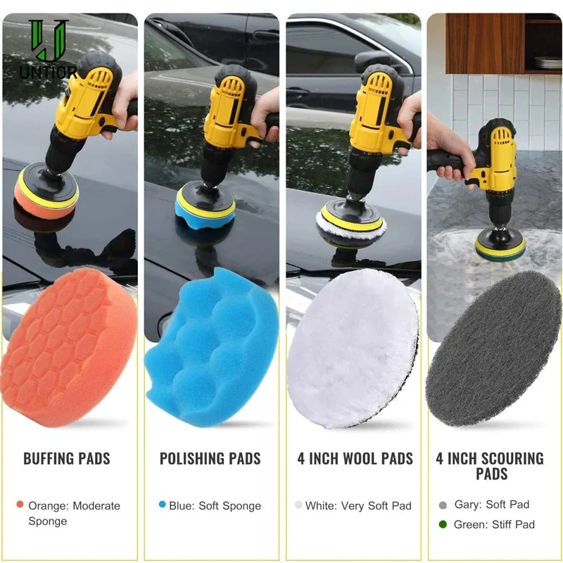 UNTIOR Electric Drill Brush Kit Power Scrubber Brush Attachments Set Scrub Wash Brushes Tools for Car Floor Tires Toilet Cleanin