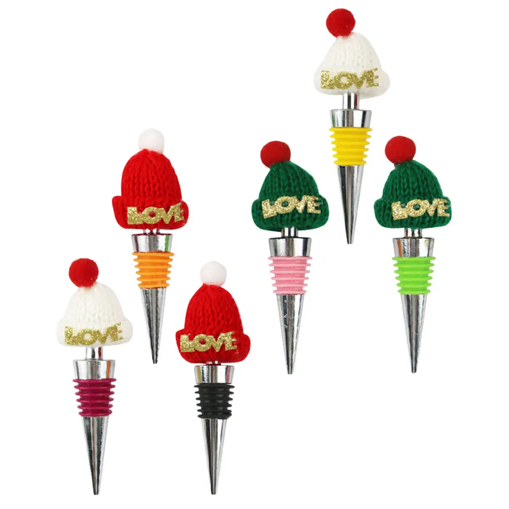 

6 Pcs Stopper Reusable Bottle Corks Christmas Hat Decorative Sealing Plugs for Party Gifts Keeps Fresh