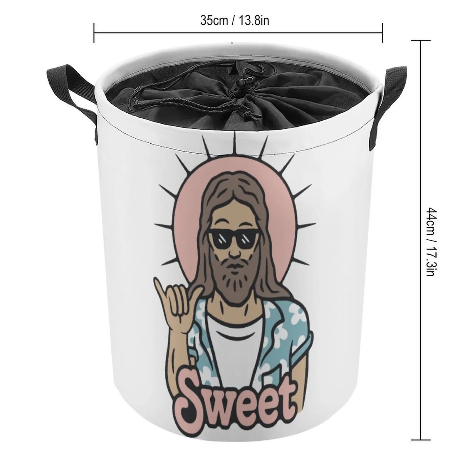 Tie Up Your Dirty Pocket Sweet Jesus Women's Organizer Division Graphic Cool Laundry Basket Handle on Both Sides Convenient Stor