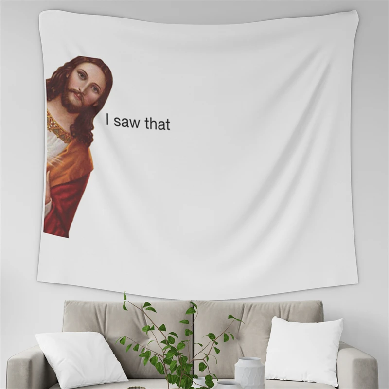 Gaslight Gatekeep Girlboss  Jesus I Saw That Tapestry Hanging Decor Home Decoration for Wall Mural Living Bedroom Room Party
