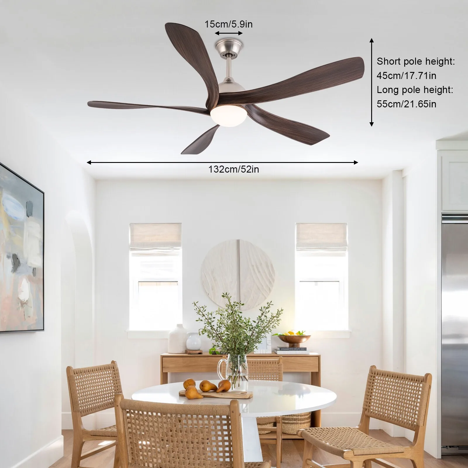 

Outdoor 52" Ceiling Fan Nautical Cage Seeded Lantern Coastal Patio Light Lamp