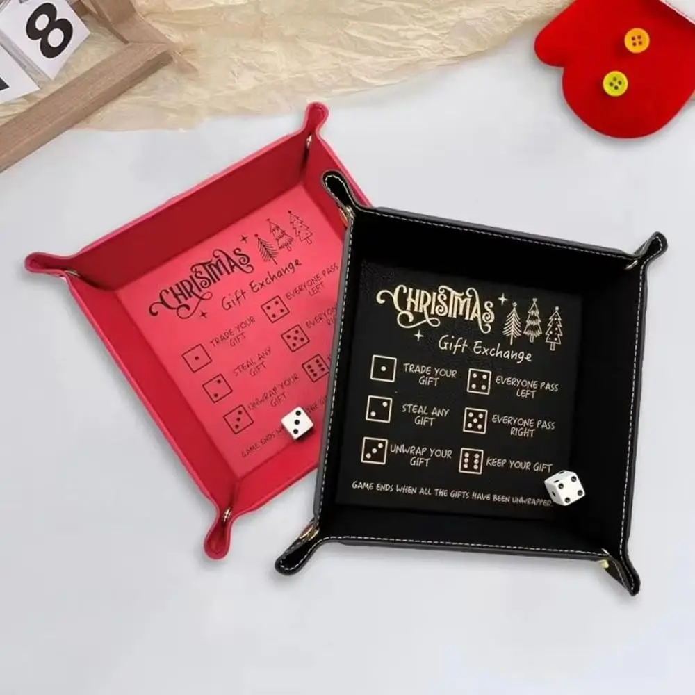 Gift Rolling Tray Christmas Dice Tray Dice Storage Accessories Portable Exchange Games Funny Folding Dice Holder