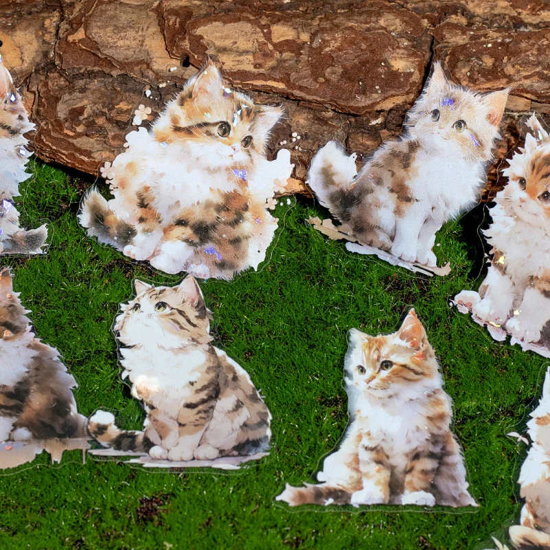 Yoofun 10pcs Cute Animal Stickers for Craft Card Making Kwaii Cat Rabbits Sticker Collage Junk Journal Scrapbooking Decor Labels