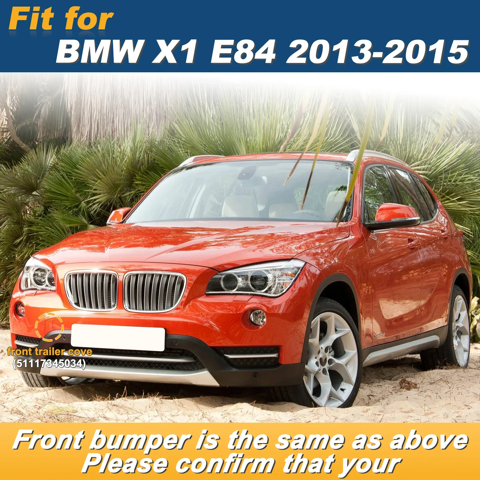 For BMW X1 E84 2013-2015 Front Bumper Tow Hook Cover Cap Replacement Genuine Part 51117345034