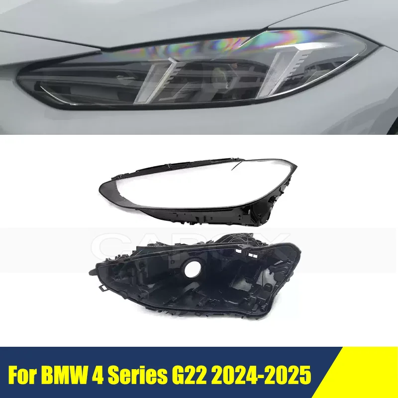 Front Bumper Headlight Cover For BMW 4 Series G22 2024-2025 over Shell Shade Head Lamp Glass Head Light Lens Caps