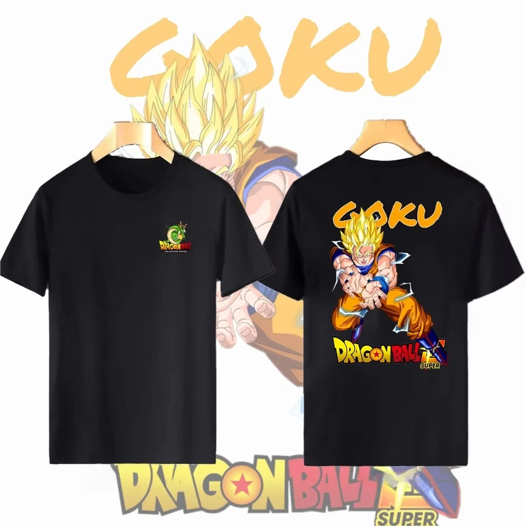 

Летняя футболка 2026 года с неоновым принтом Dragon Ball Goku, из чистого хлопка, в стиле ретро, повседневная, в стиле Харадзюку, оверсайз, унисекс, для детей, спортивная, уличная одежда, Y2K