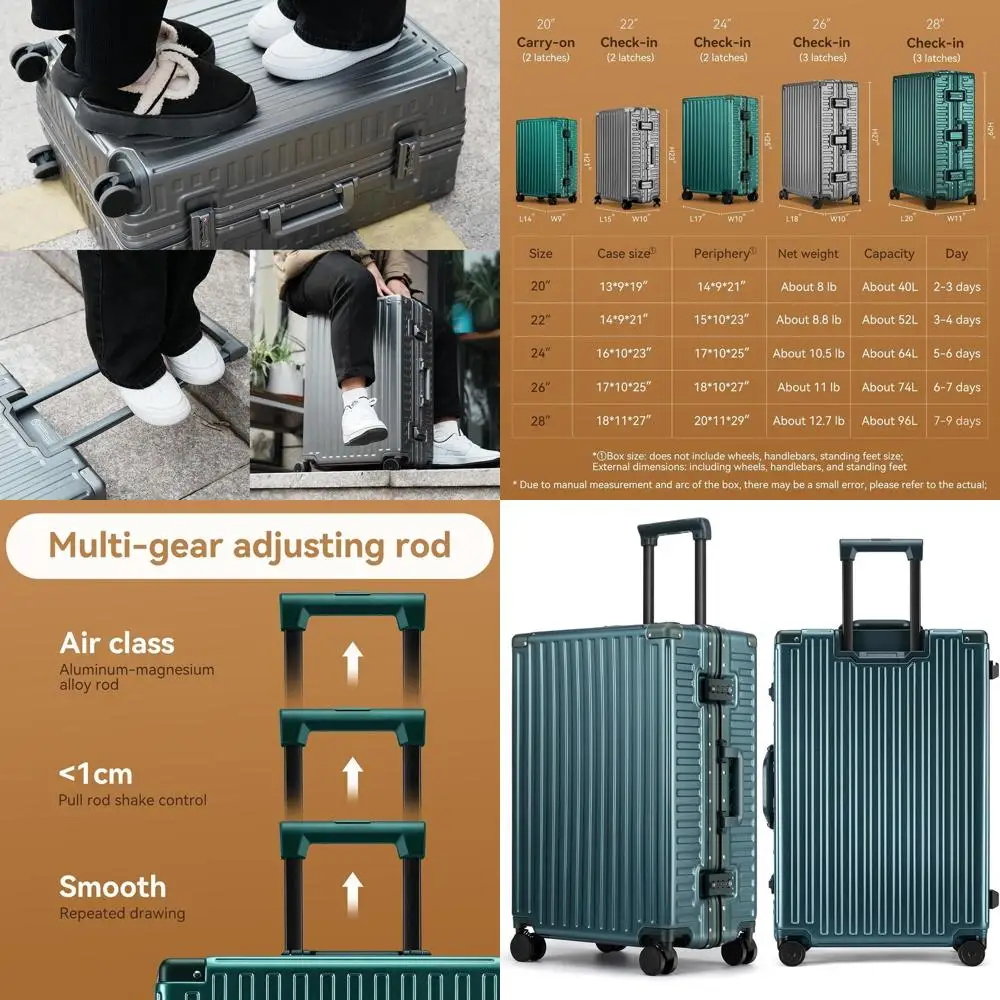 

20-темно-ночная зеленая легкая алюминиевая рама для ПК с твердой поверхностью и замками TSA