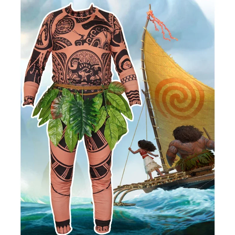 Cosplay Moana Maui Tattoo T-Shirt/Hose Halloween Erwachsene Herren Frauen Cosplay Kostüme Neuheit Vater und Sohn Rollenspiel Outfit Geschenk