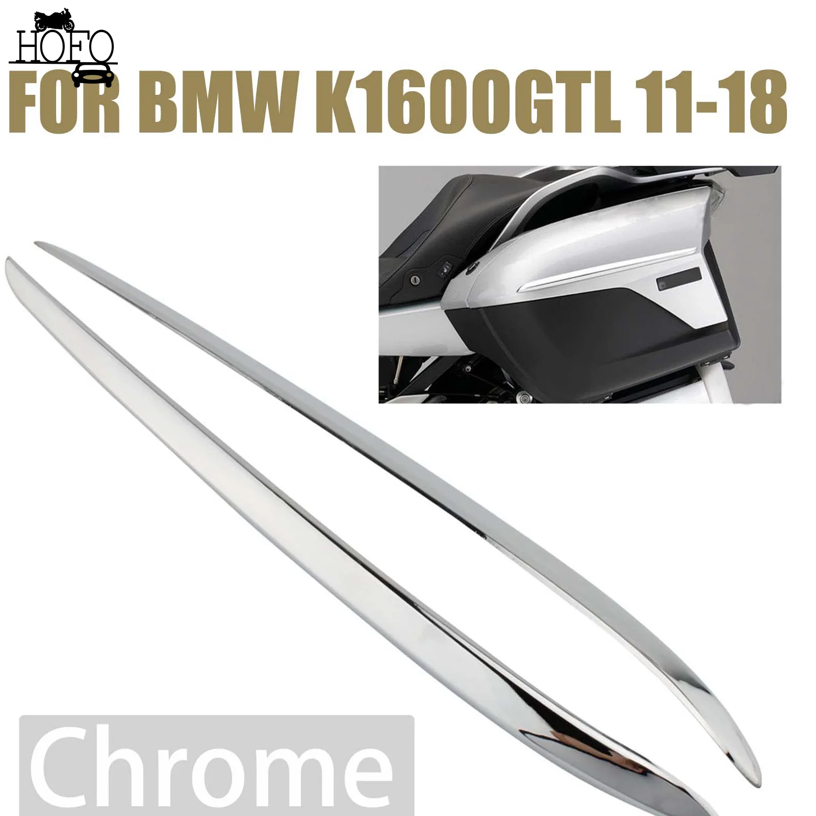 Motorcycle Side Panel Storage Box Plating Trim Strip For BMW K1600GTL K1600 GTL 2011-2018 Strip side panel