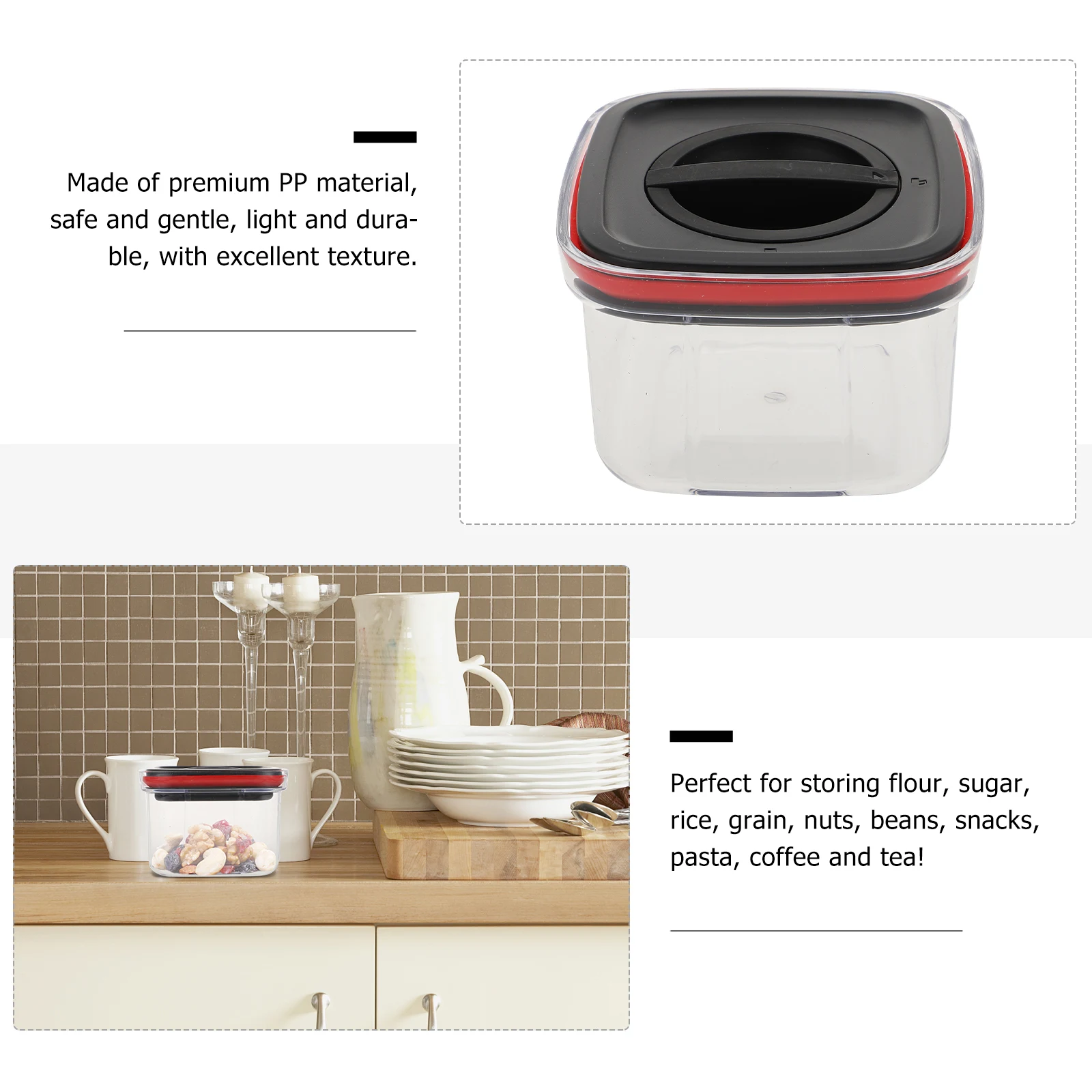 

Rotating Airtight Seal Tank Household Food Storage Container PP Material Kitchen Cereal Holder Dried Fruit Coffee Tea for Sugar