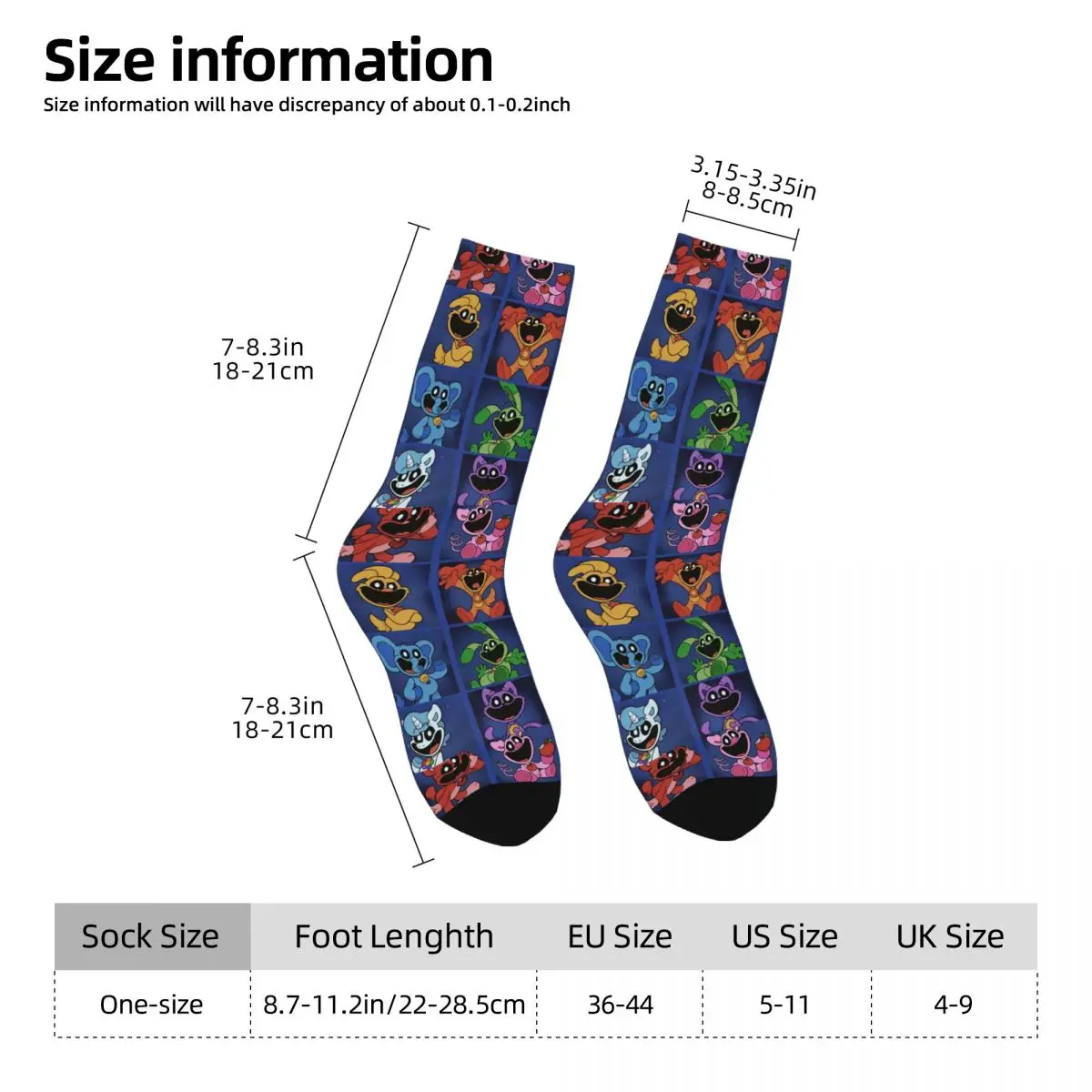 Winter Warm Cool Men's Women's Smiling Critter Cartoon Anime Socks Non-slip Middle Tube Socks