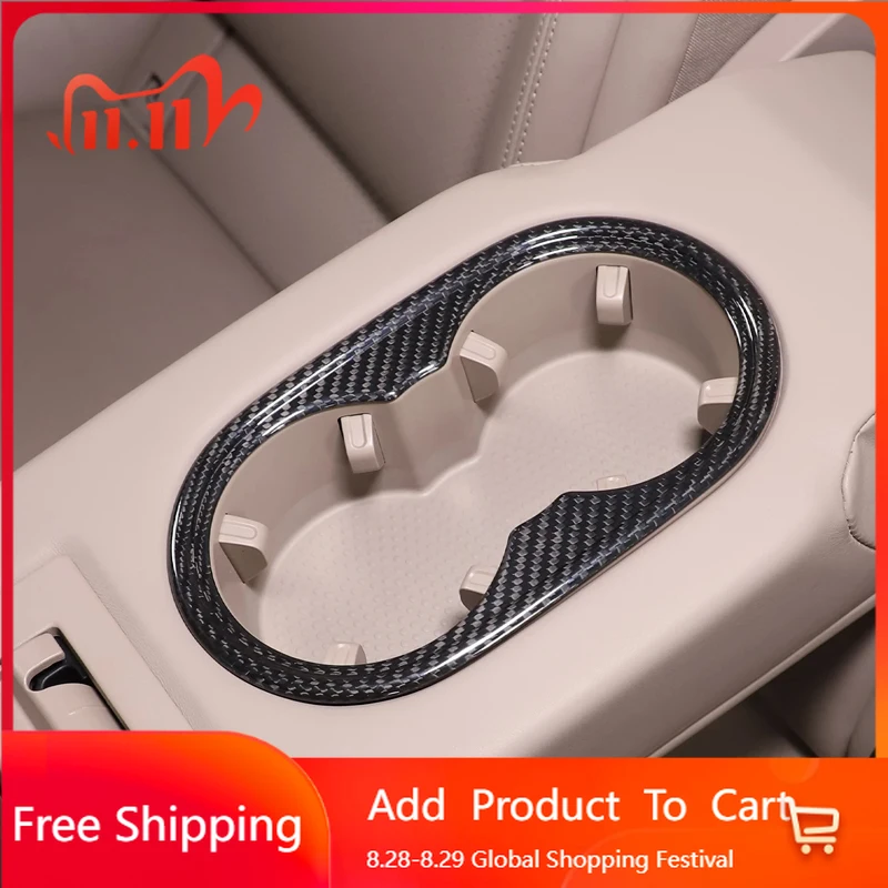 

Interior Stickers Real Carbon Fiber Car Rear Armrest Cup Holder Frame Cover Trim For Porsche Taycan 2019 2020 2021 2022 Car Inte