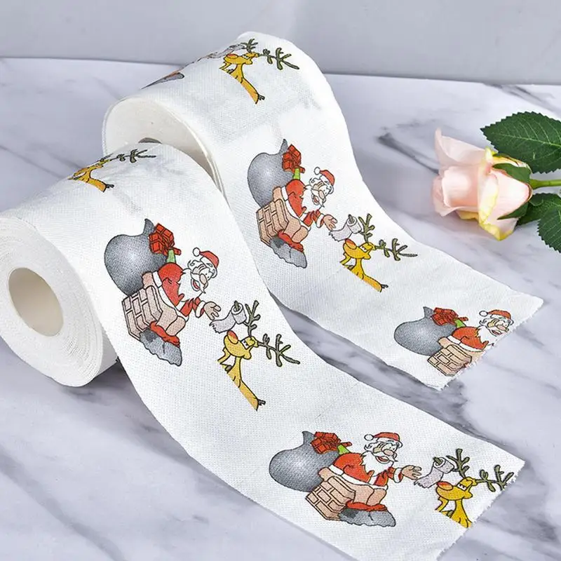 Santa Claus Bath Toilet Roll Paper Creative Cute Christmas Toilet Roll Paper Christmas Supplies Xmas Tissue Roll New Year Gift