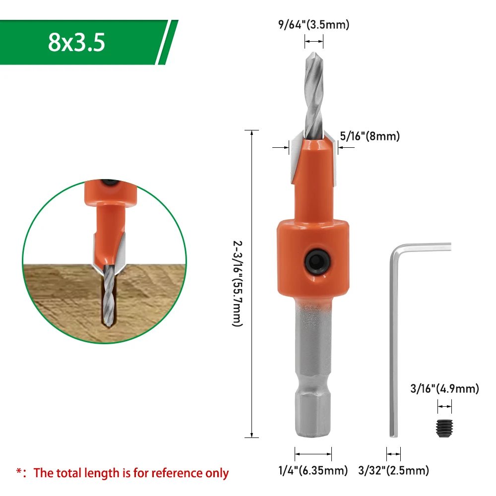 LAVIE 1 Stück 1/4-Zoll-Senker mit Sechskantschaft, 8 mm 10 mm Senkerbohrer für Holz, für elektrische Bohrmaschine, Schlagschrauber CH339D – Detail 11