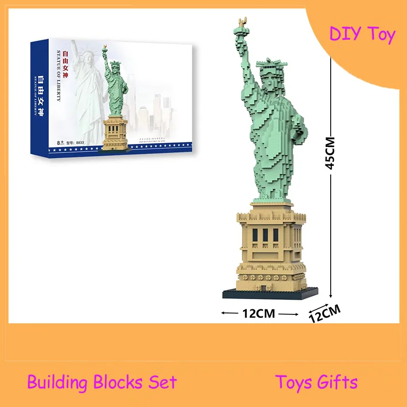 

Creative Building Blocks Model Lady Liberty Toy Blocks Set Architecture Printed Assemble Bricks Toys Birthday Gifts