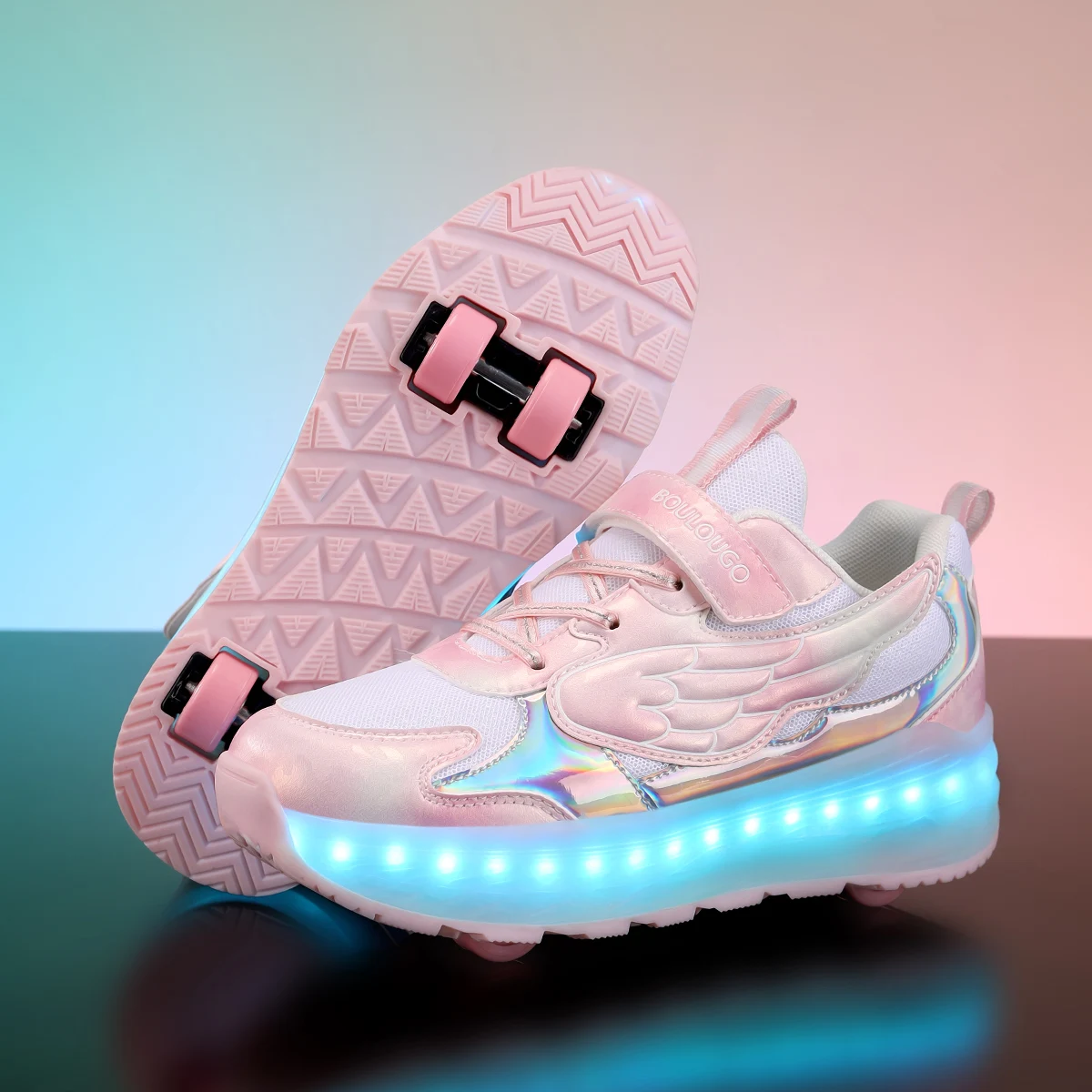 

Roller Sneakers for Girls & Boys: Kids' 8-Wheel Invisible Roller Skates, 4-Wheel Shoes for Students