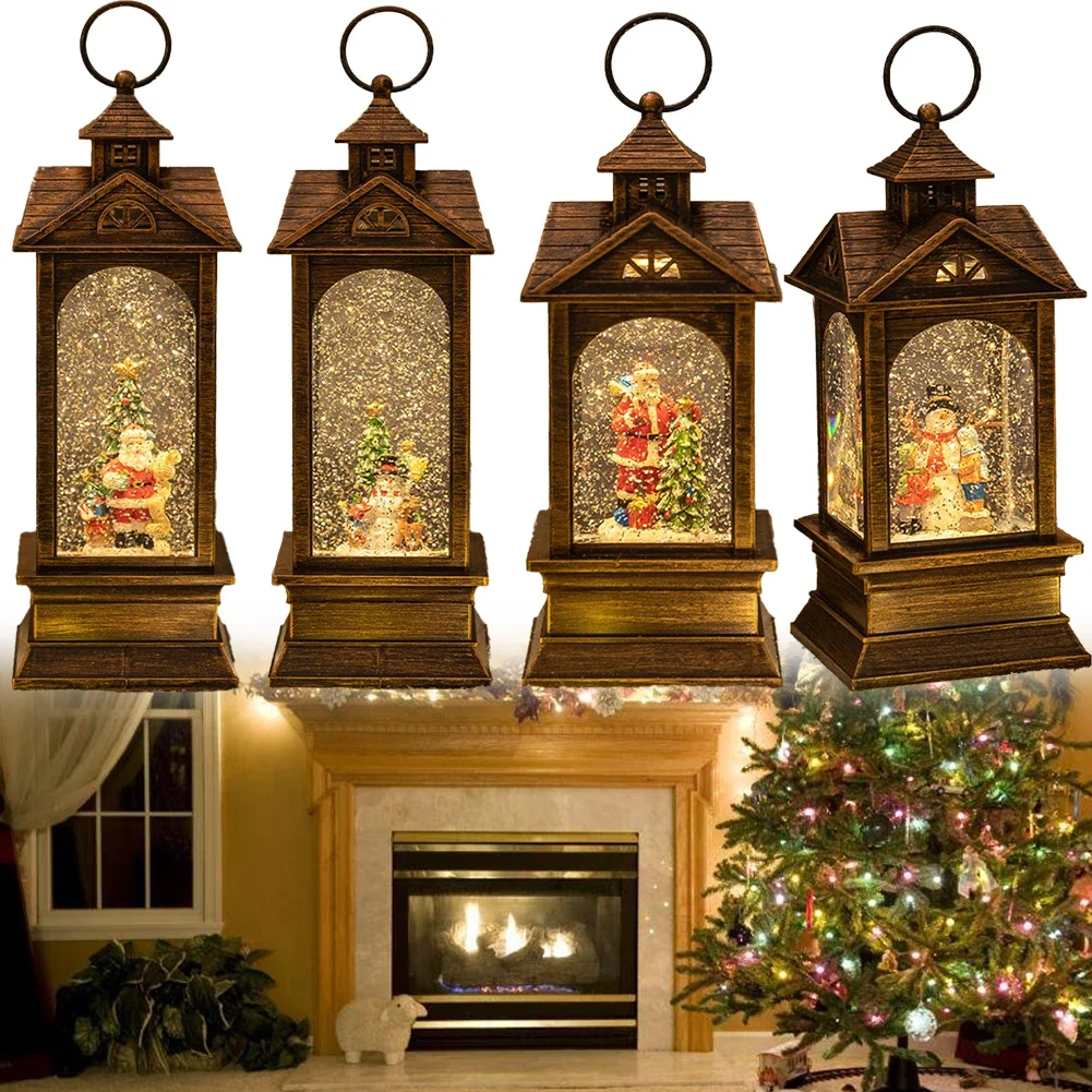 

Vintage Christmas Lantern Light Christmas Wind Light Music Box Christmas Decorations Home Desktop Ornament Candle Table Lamp
