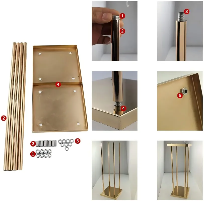 10 Stück Vasenständer in Gold-Säulenform, Metallständer für Hochzeitsdekorationen, Blumenständer für Veranstaltungen, Partys und Heimdekoration – Detail 9