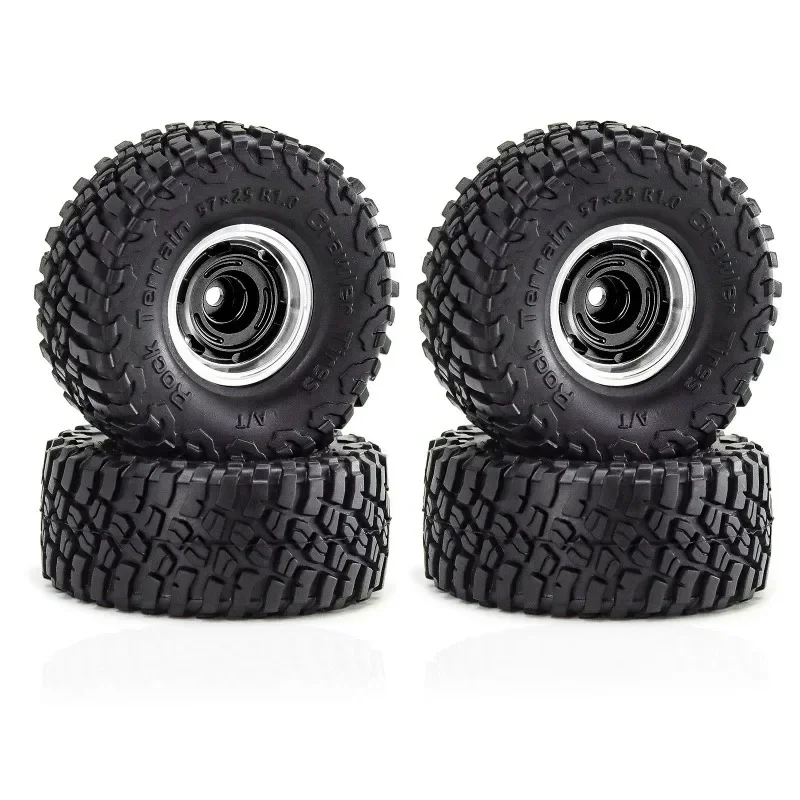 4 stücke 57mm 1,0 "Metall Beadlock Rad Reifen Set Für 1/18 1/24 RC Crawler Auto TRXS 4M SCX24 AX24 FCX24 Upgrade Teile Zubehör