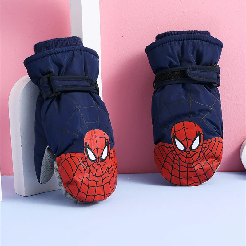 Spider Man Thick Keep Warm Children's Gloves Spiderman Cartoon Windproof Gloves Spider-Man Waterproof Outdoor Gloves Boy Girl