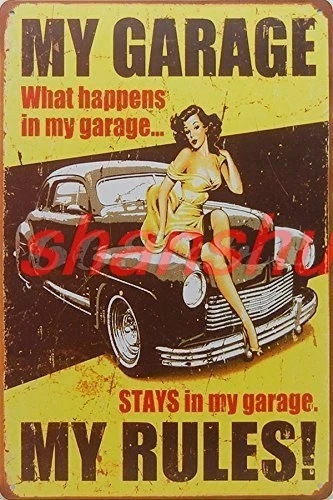 My Garage My Rules Pin up Girl Retro Vintage Tin Sign 8