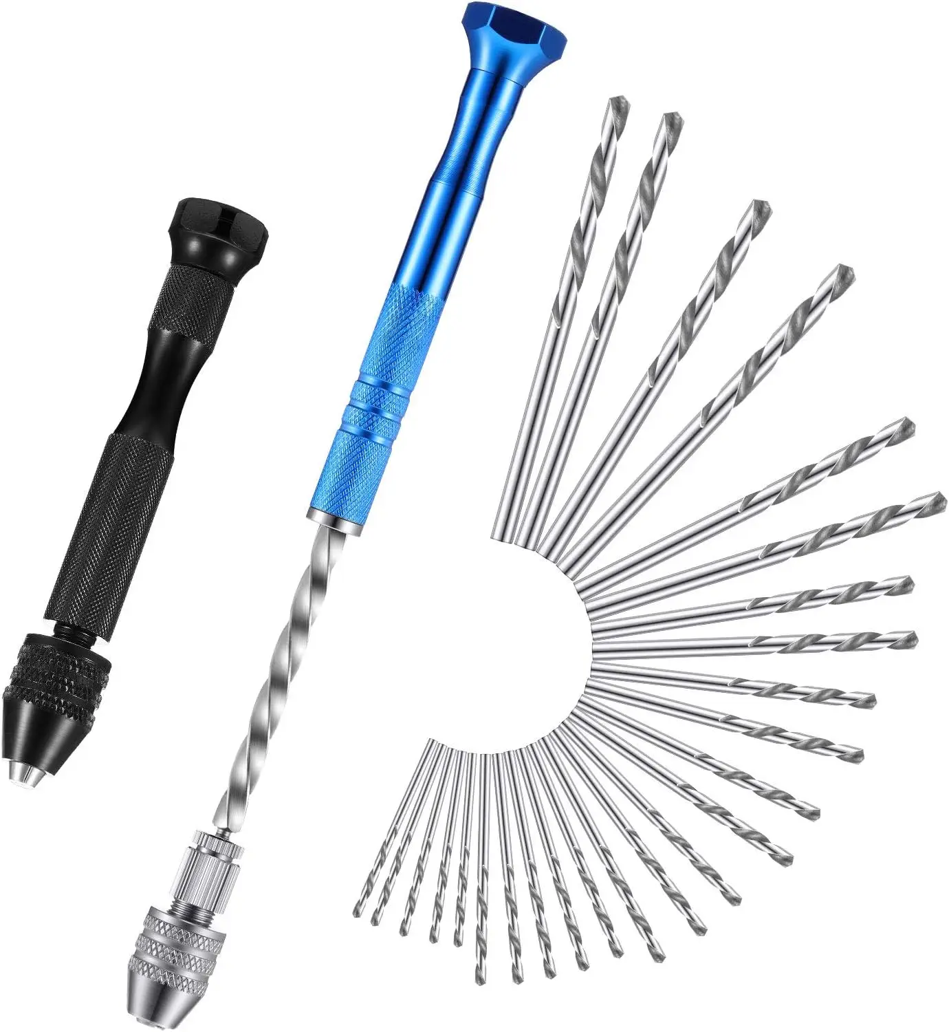 

Pin Vise Hand Drills Set 27 Pieces Semi-Automatic Rotary Tool with 25 Micro Twist Drill Bits 0.5-3mm for Jewelry DIY Craft