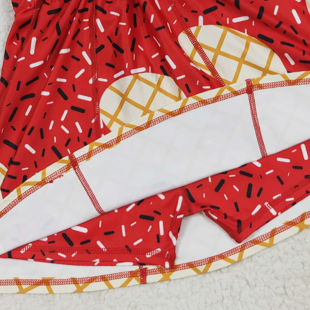 Baby Girl Cute Dress Kids Children Red Drop Sleeveless Bows Under Shorts Yoga Active Wear Skort Knee Length Dress Infant Clothes