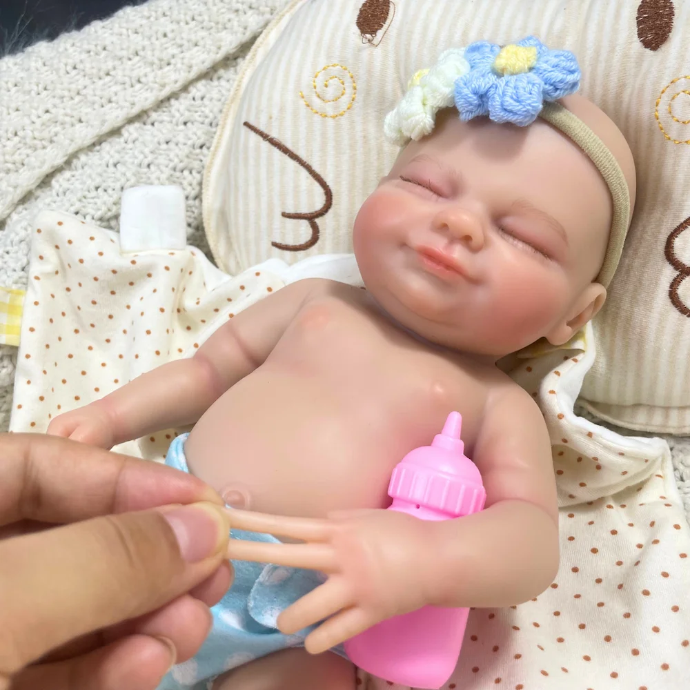 13.5インチのぽっちゃりヘイリーミニリボーンフルシリコンベビー人形女の子洗えるボディソフトソリッドシリコン人形誕生日クリスマスプレゼント