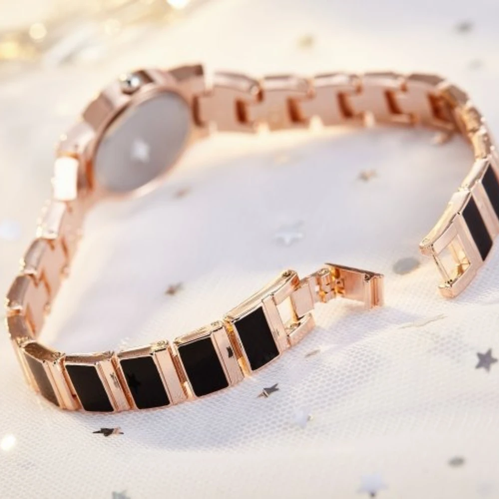 نمط جديد الكورية أزياء المرأة ووتش المرأة حزام ناقل من الفولاذ سوار طالب فاخر حجر الراين ووتش #6