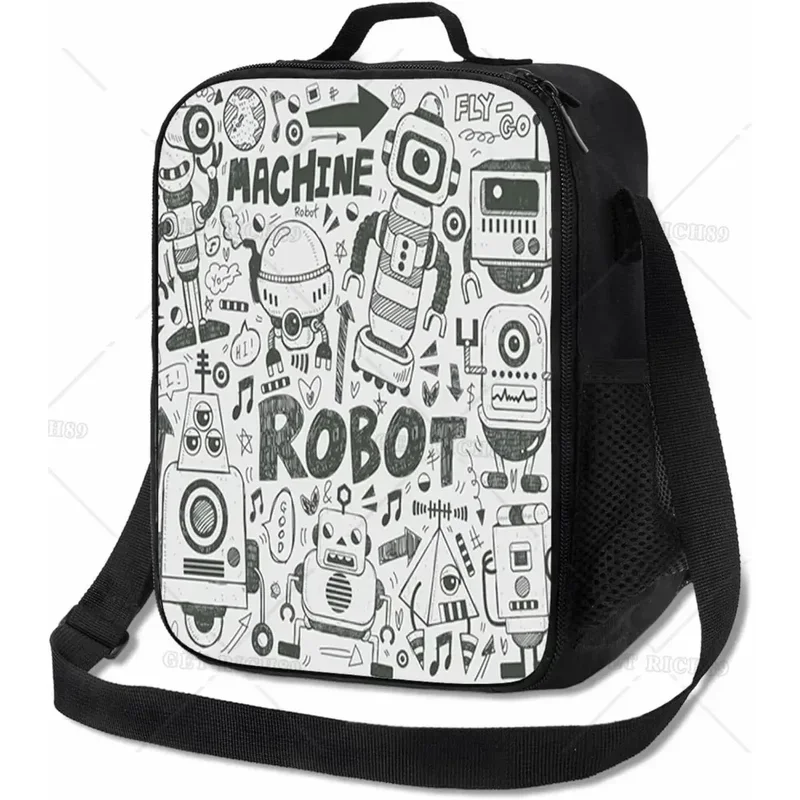 

Научная версия, сумка для ланча, изолированный Ланч-бокс для взрослых, мужчин, женщин, маленький робот, прочный многоразовый Ланч-бокс для работы, школьных поездок