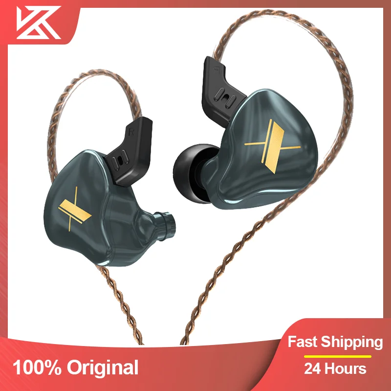 KZ EDX-Auriculares deportivos con cable, dispositivo de audio con micrófono, HiFi sonido estéreo, graves, DJ, música y teléfono