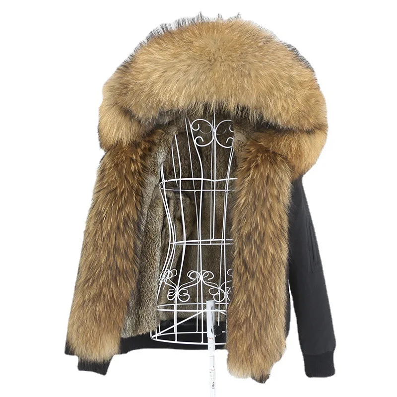 

2025 New Pie Overcomes Thickened Rabbit Hair Liner Removable Real Fox Hair Collar Jacket Fur Jacket Women