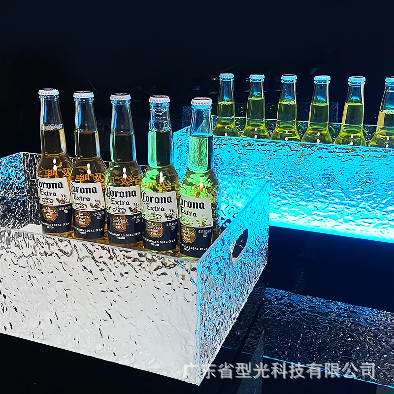 Светодиодное ведерко для льда KTV Bar с разноцветной подсветкой, акриловый куб-охладитель для шампанского и пива, оптовая продажа напрямую с завода